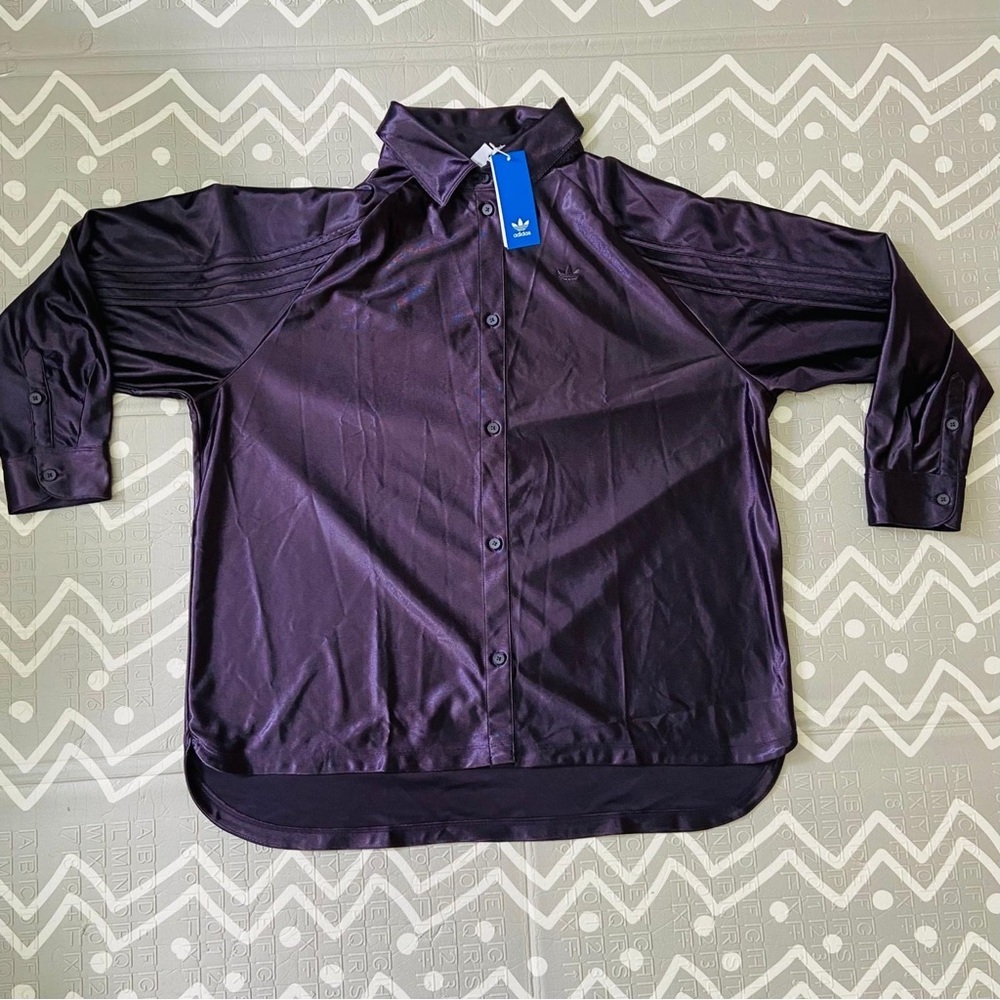 Adidas special edition satin oversized button up shirt - Picture 6 of 7